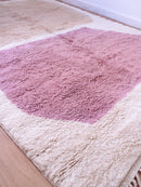 Handmade Beni Mrirt Rug: Cream, Pink & Brown Moroccan Wool Carpet Beni Crafts