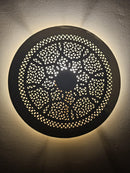 Moroccan Brass Wall Sconce: Round Geometric Lamp otmane