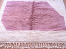 Handmade Beni Mrirt Rug: Cream, Pink & Brown Moroccan Wool Carpet Beni Crafts