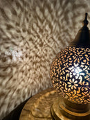 Moroccan Brass Globe Table Lamp – Handmade Pierced Lamp, Arabic Shadow Light, Round Brass Lamp, Boho Home Decor Lighting Maghreb Lights