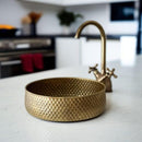 Luxury Handmade Hammered Brass Sink – Antique Solid Brass Moroccan Vessel Bathroom Basin TOUFIK FIT