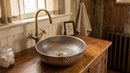 Brass Sink Hand Hammered Bathroom Vessel Sink, Moroccan Farmhouse Drop In Basin, Luxury Solid Brass Powder Room Remodel ArtizanaMarket Nachit Azzelarab