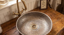 Brass Sink Hand Hammered Bathroom Vessel Sink, Moroccan Farmhouse Drop In Basin, Luxury Solid Brass Powder Room Remodel ArtizanaMarket Nachit Azzelarab