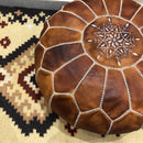 Moroccan Leather Pouf Ottoman, Handmade Genuine Leather Foot Stool, Round Unstuffed Pouf, Boho Ottoman, Floor Cushion, Living Room Decor Soukaina