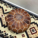 Moroccan Leather Pouf Ottoman, Handmade Genuine Leather Foot Stool, Round Unstuffed Pouf, Boho Ottoman, Floor Cushion, Living Room Decor Soukaina