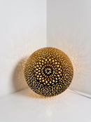 Moroccan Brass Lamp, Round Table Lamp, Bohemian Geometric Decor, Bedside Light, Table Centerpiece yahya karroum